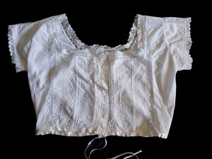 antique edwardian corset cover camisole with lace insertion and pin tucks small 