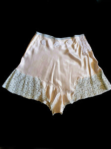 vintage pink satin tap pants panties 1940s or 1950s small to medium