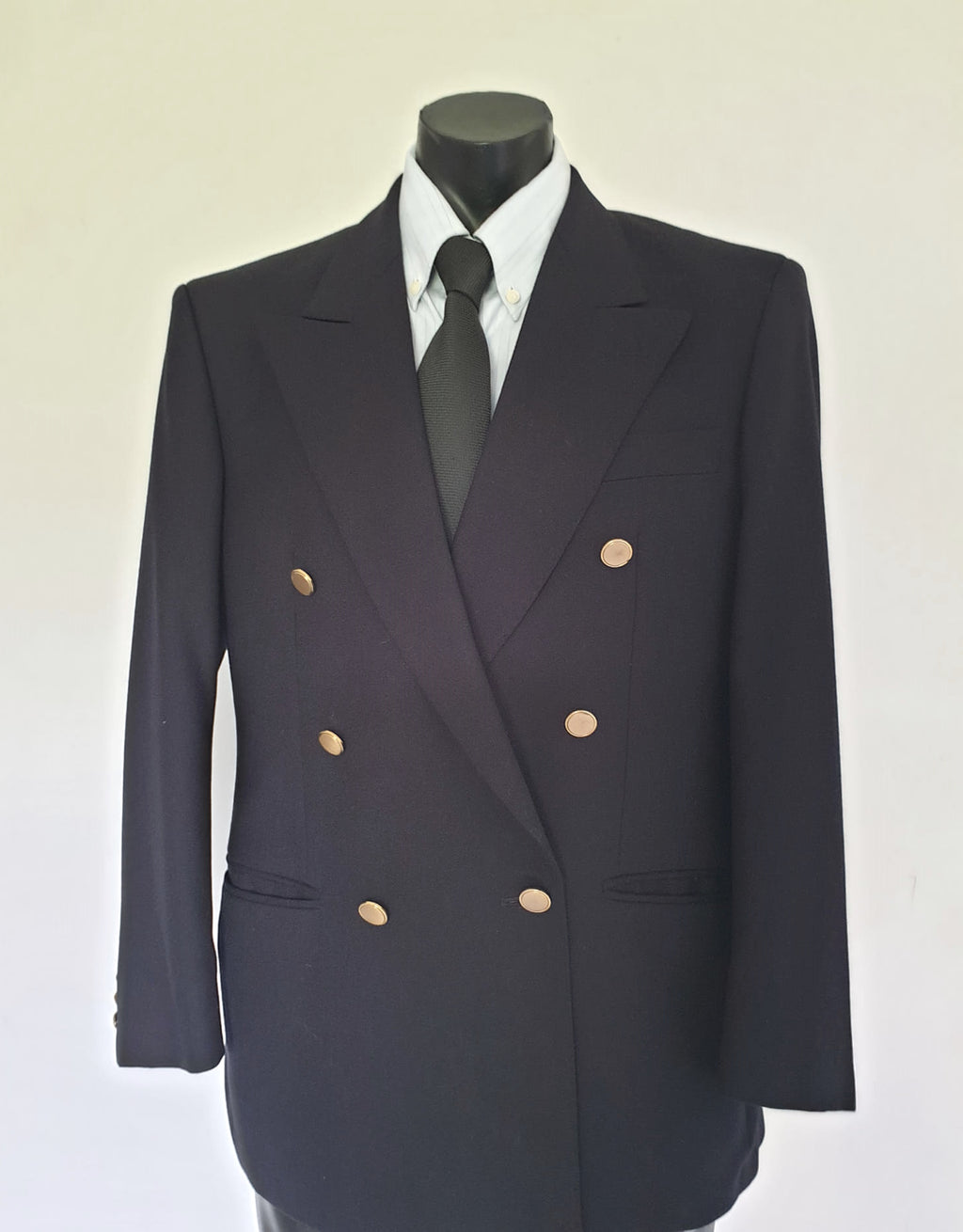 navy black double breasted wool jacket by marks & Spencer size 38S