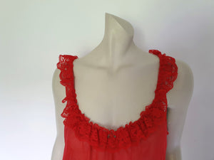 vintage sheer red babydoll nightgown small