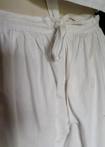 Antique edwardian white cotton petticoat skirt with broderie anglaise or eyelet lace ruffle - Small