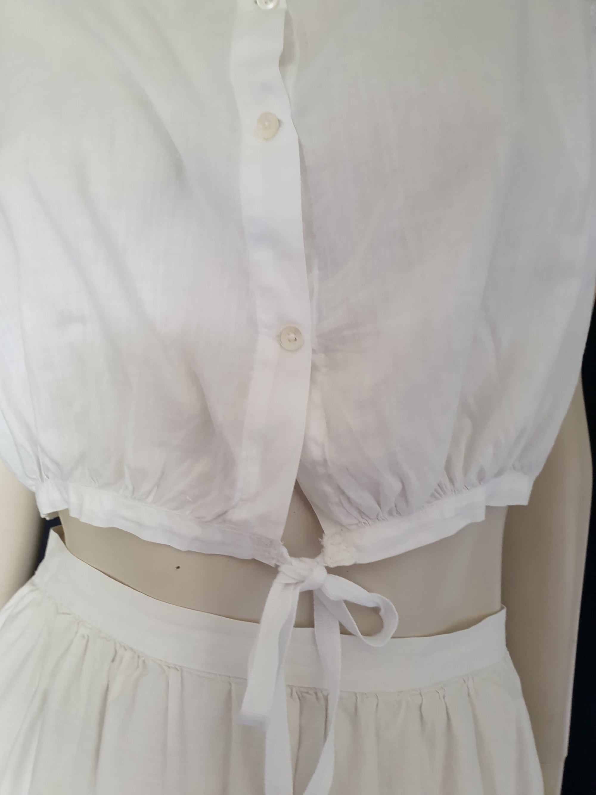 antique edwardian corset cover camisole broderie anglaise eyelet trim - Medium
