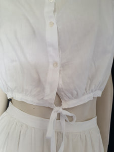 antique edwardian corset cover camisole broderie anglaise eyelet trim - Medium