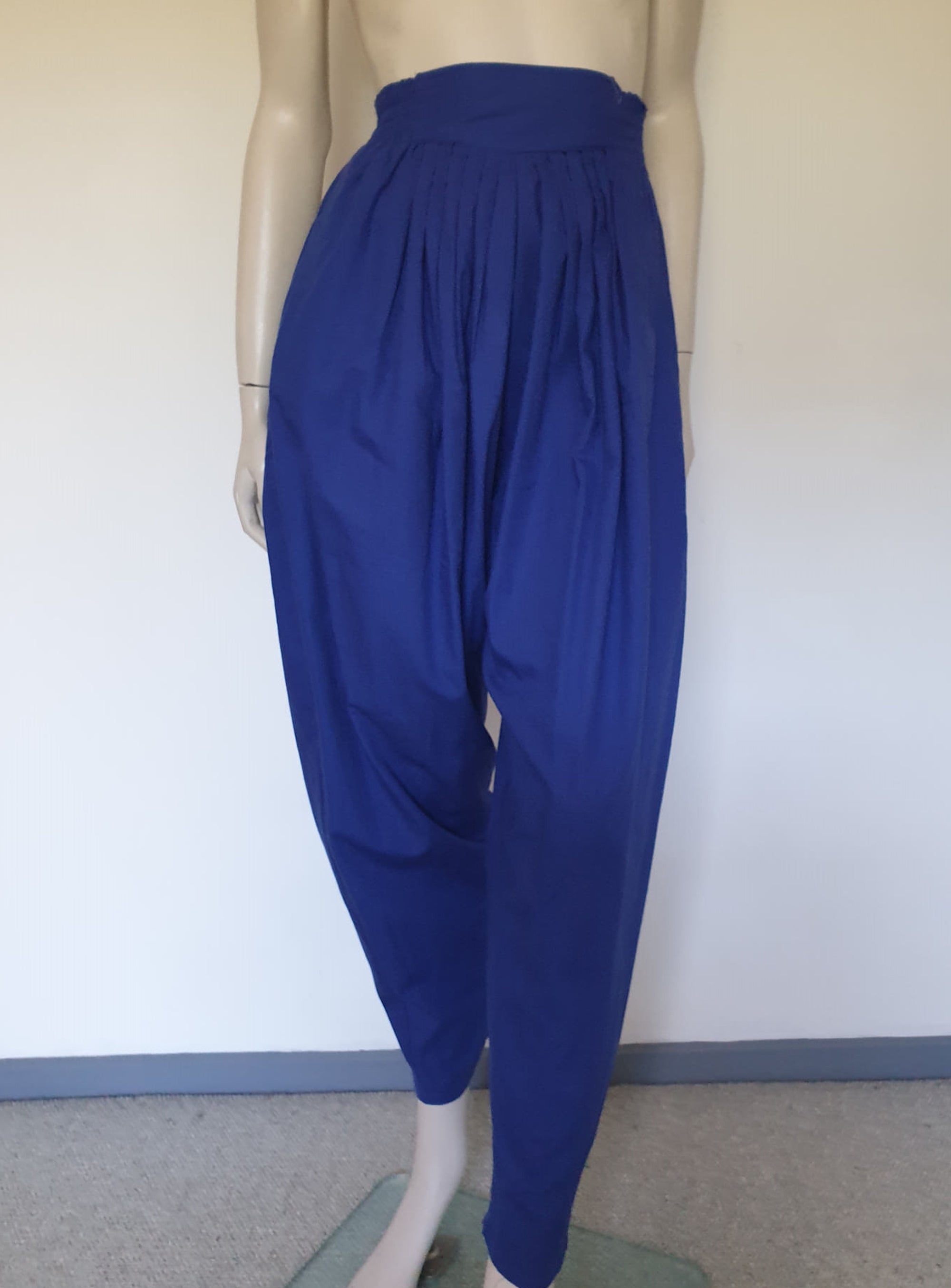 1980s vintage baggy pants blue new old stock