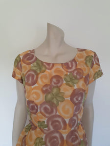 1960s vintage peach and plum cotton dress by American Accent - Medium