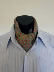 1960s vintage olive green silk cravat or ascot by Rodney