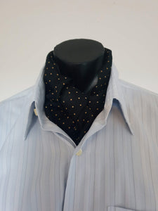 Black silk polka dot cravat or ascot - 1950s or 1960s