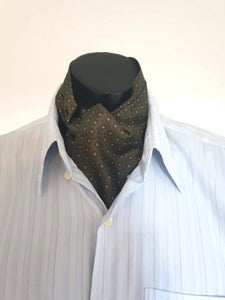 1960s olive green cravat or ascot, Dacron polyester