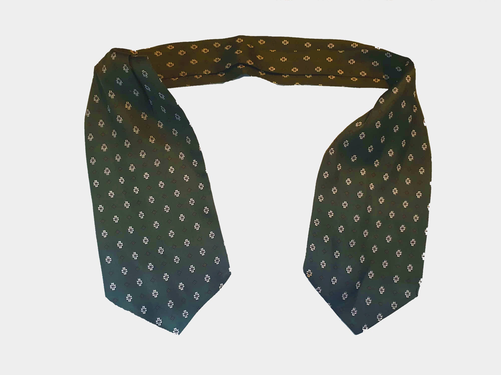 Olive green silk cravat or ascot by Ray