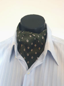 Olive green silk cravat or ascot by Ray