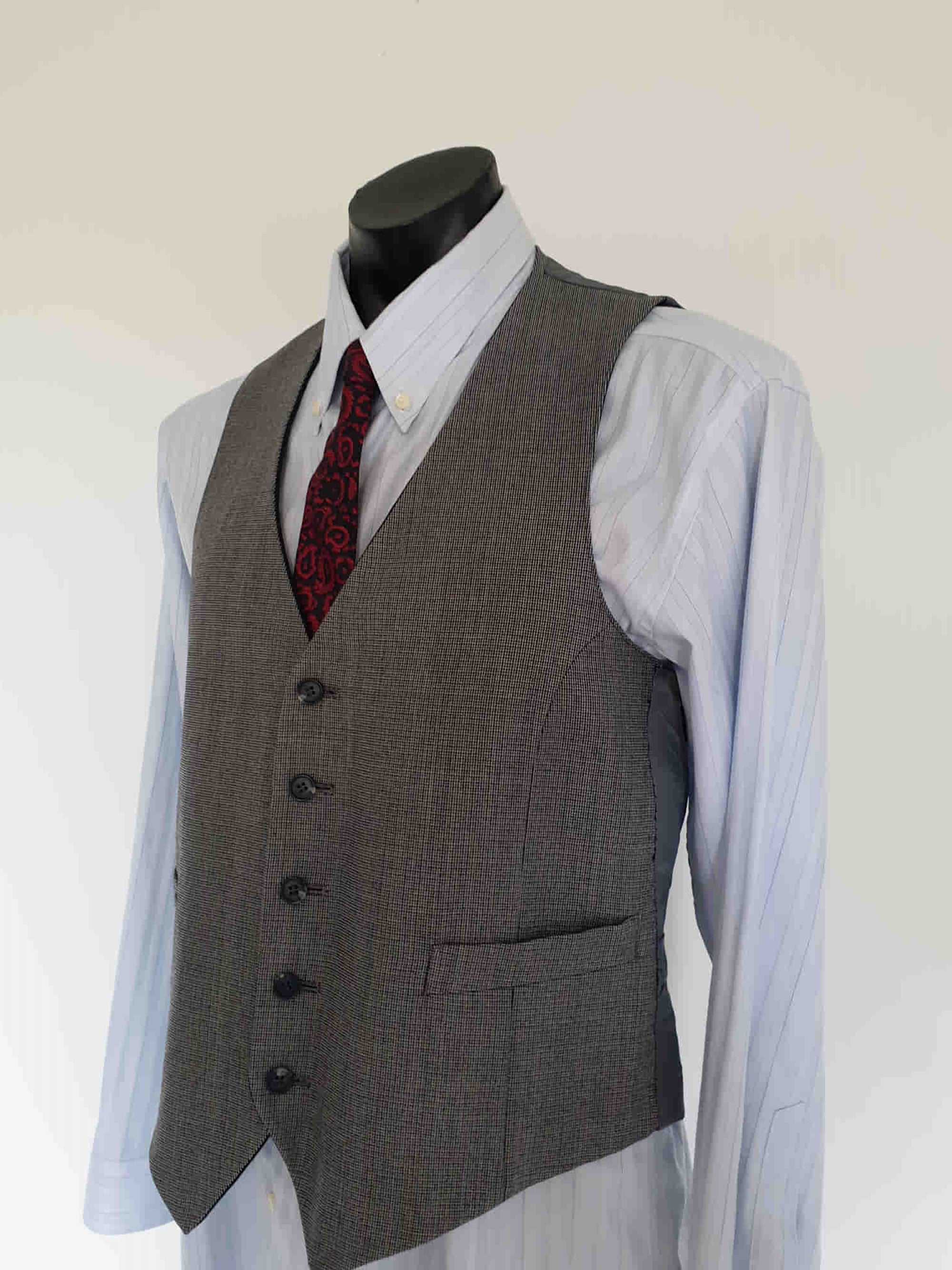 Reversible Grey or Navy Blue Vest, Waistcoat - M