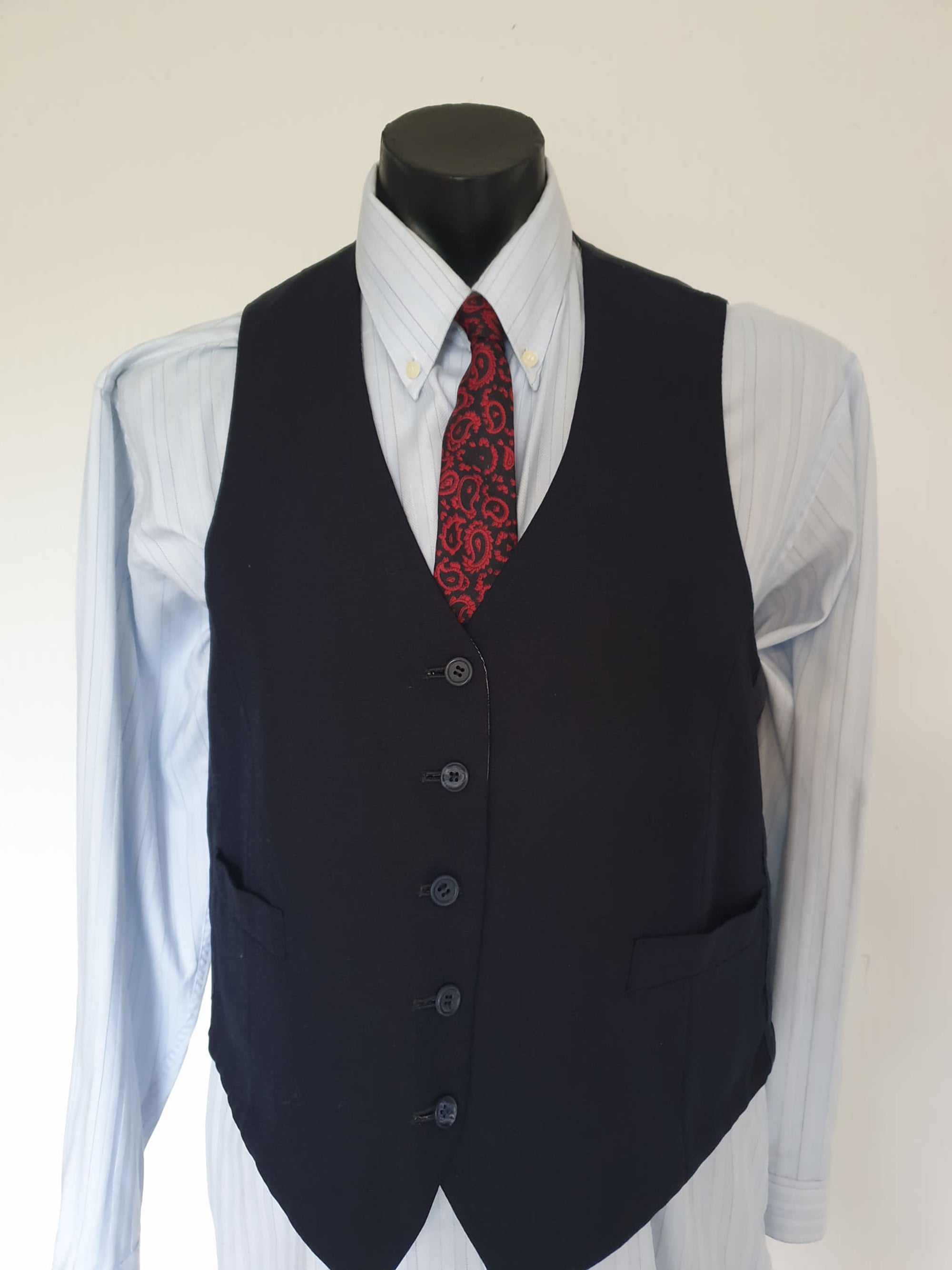 Reversible Grey or Navy Blue Vest, Waistcoat - M