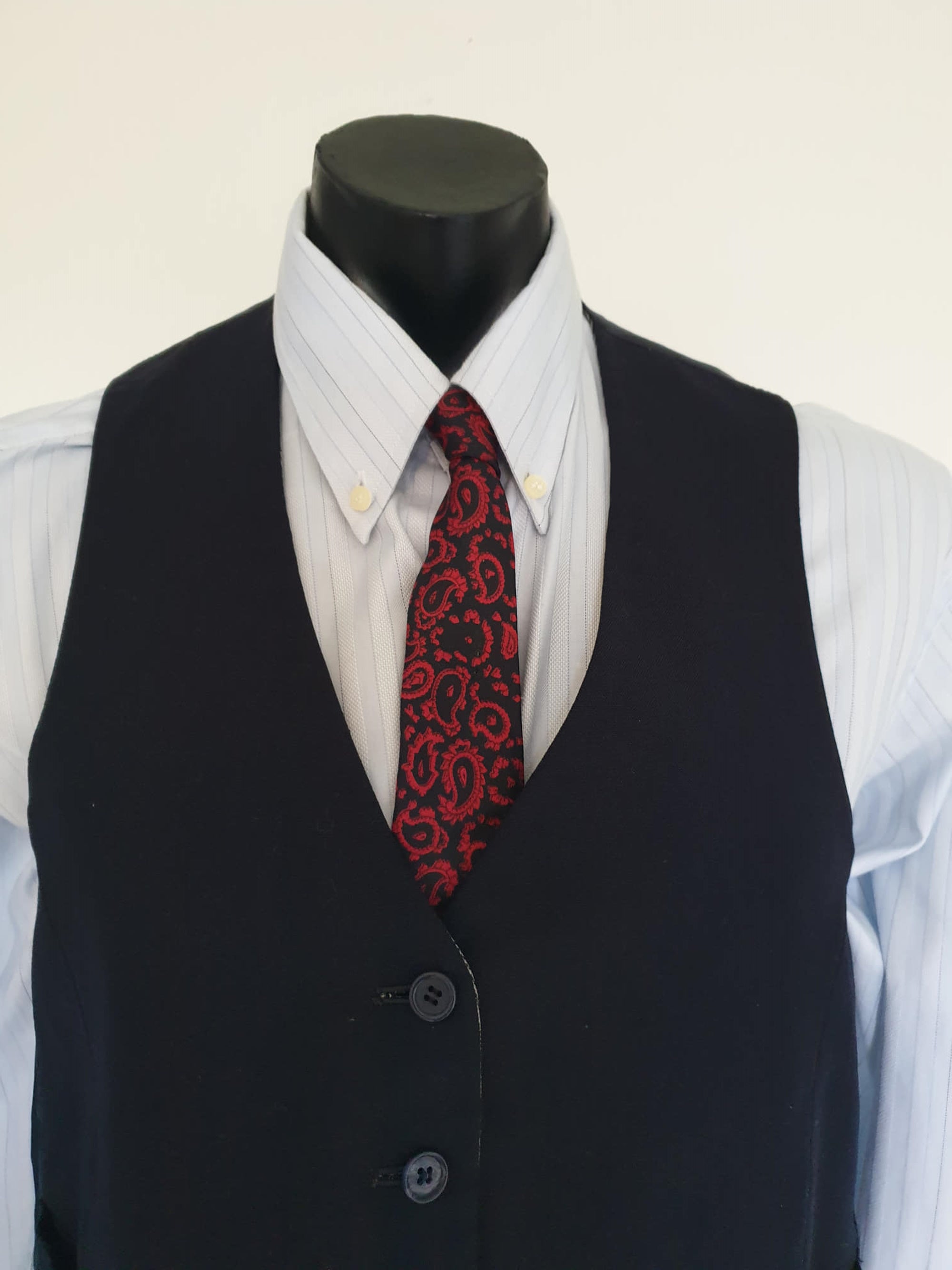 Reversible Grey or Navy Blue Vest, Waistcoat - M