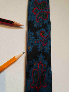 vintage 1960s blue silk paisley tie and pocket square set by boston