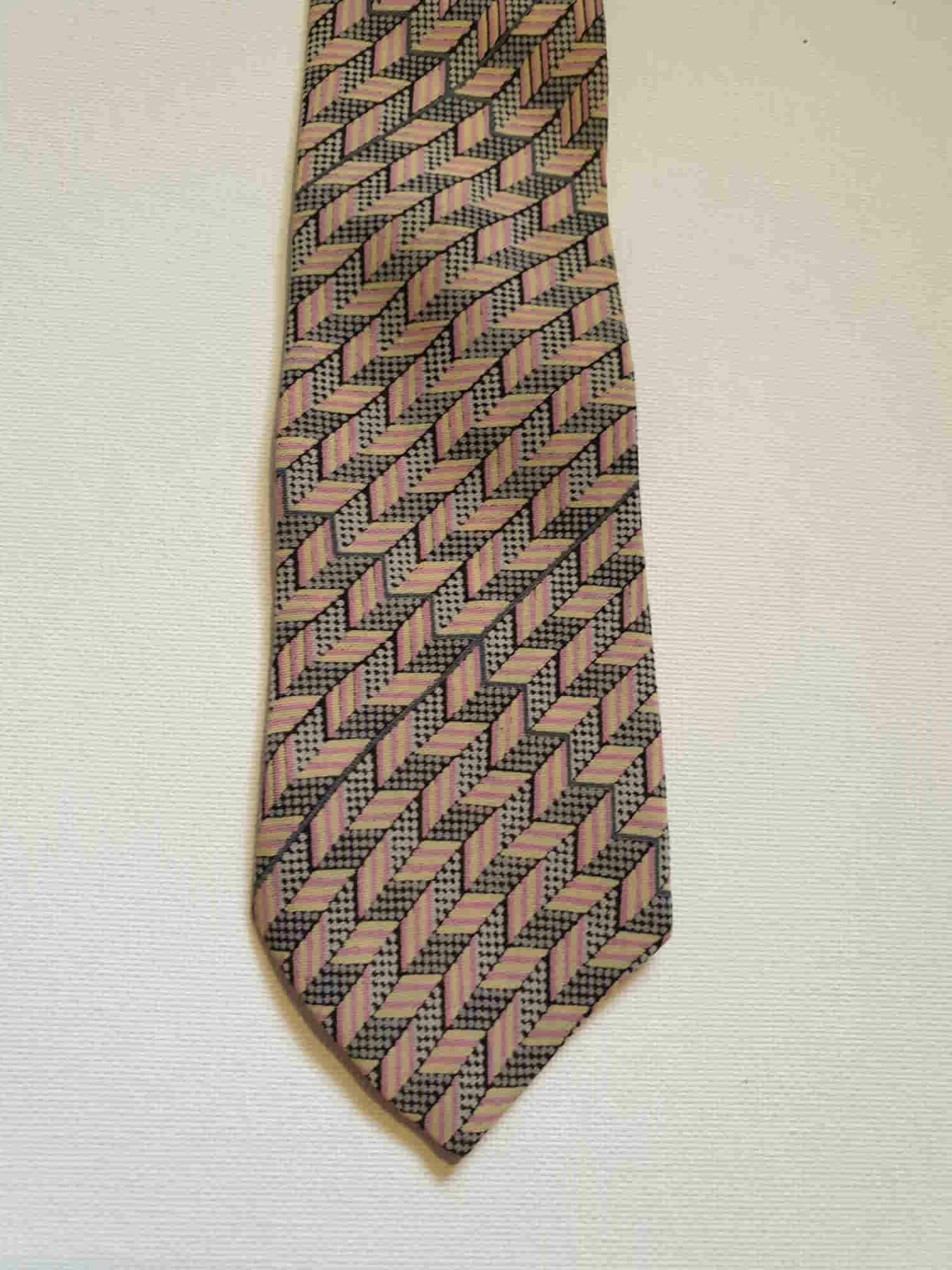 Guerin Paris Pink & Grey Silk Tie, Pocket Square Set