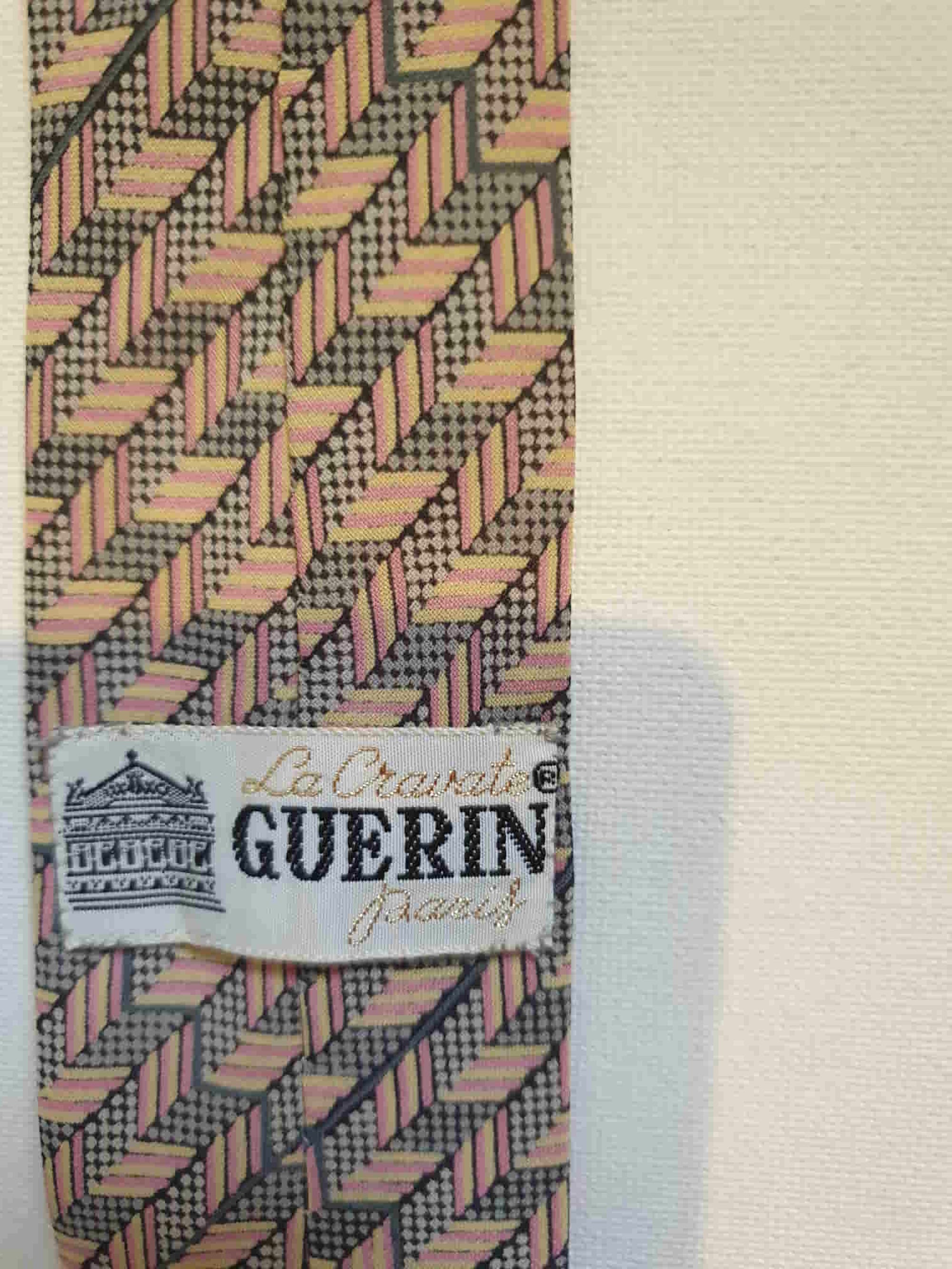 Guerin Paris Pink & Grey Silk Tie, Pocket Square Set