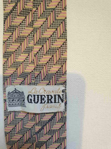 Guerin Paris Pink & Grey Silk Tie, Pocket Square Set