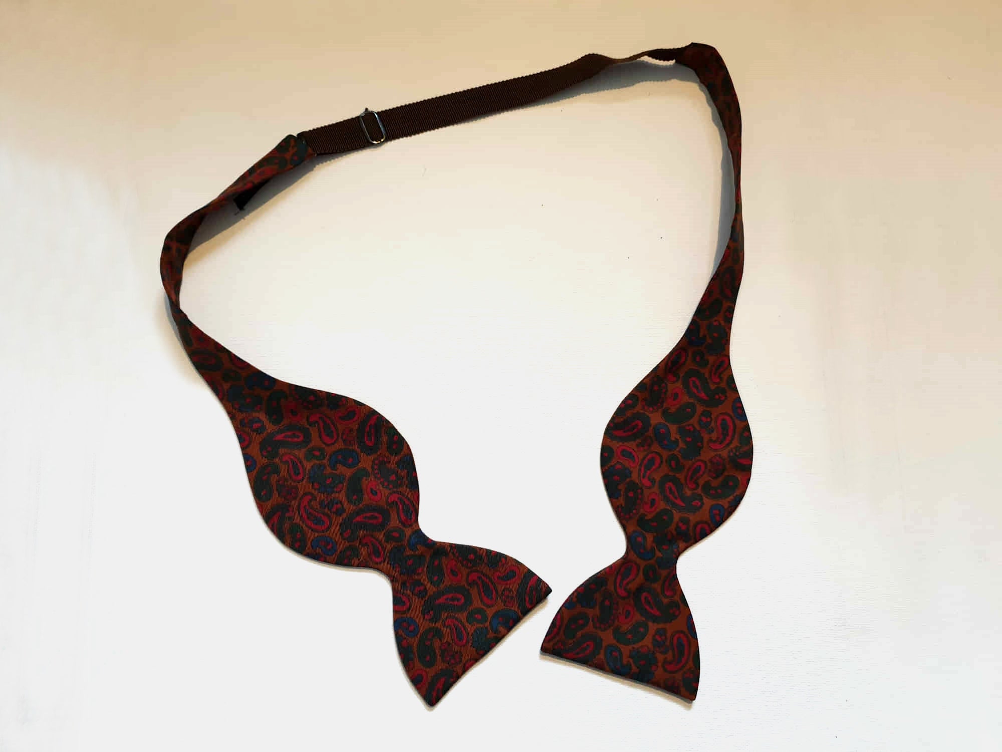 vintage copper silk paisley bow tie - tie your own 