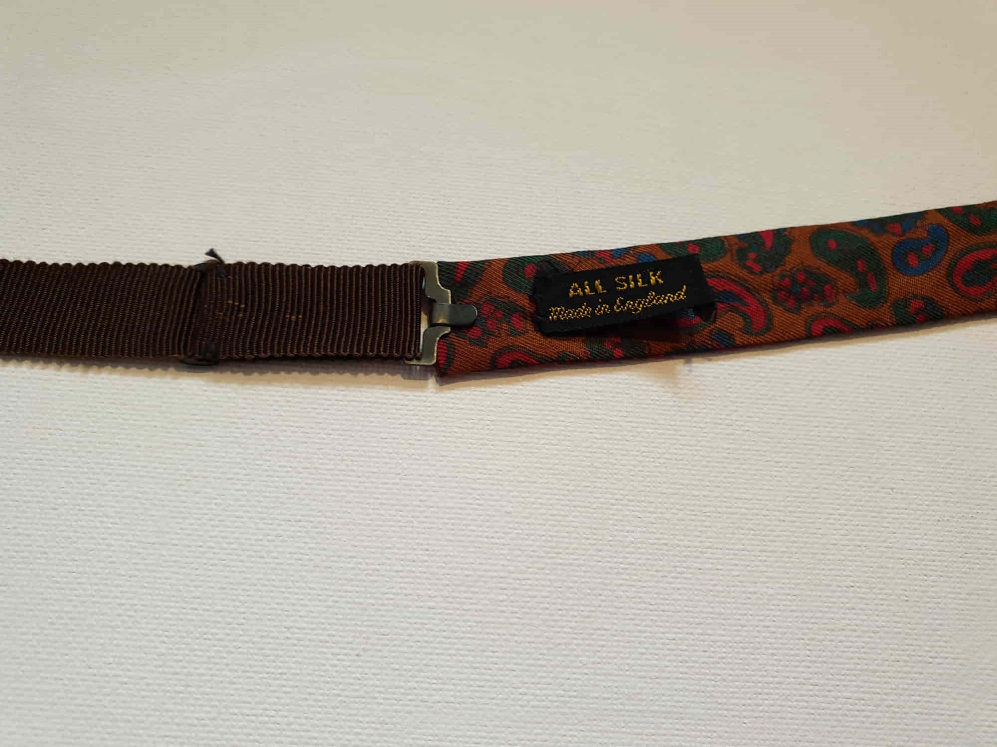 vintage copper silk paisley bow tie - tie your own 