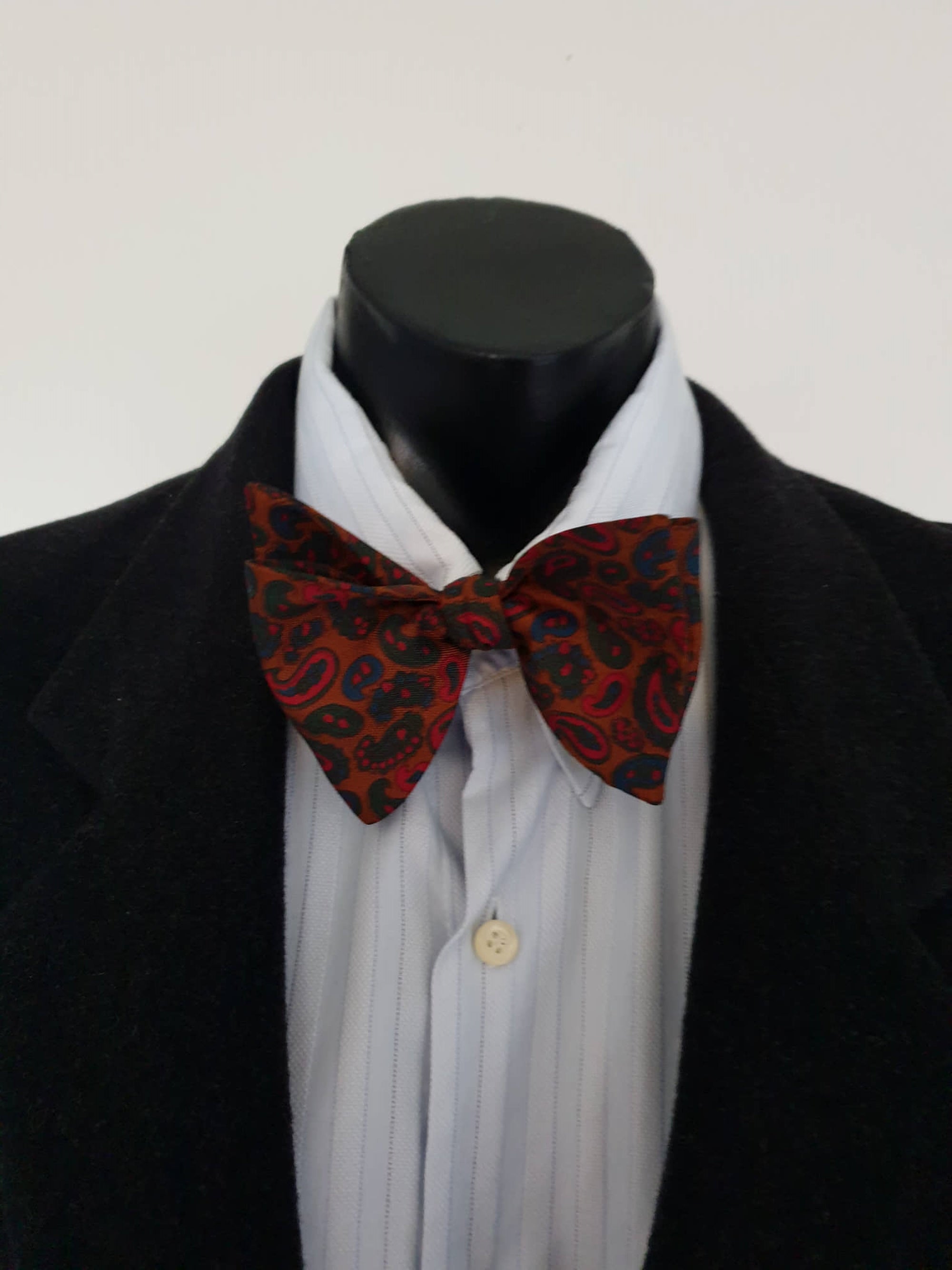 vintage copper silk paisley bow tie - tie your own 