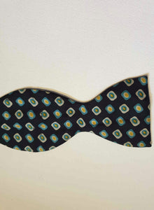 Tie your own bow tie - black and blue silk. two piece, detachable. Made in England