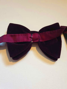 1970s vintage purple or wine colored velvet bow tie - pre tied