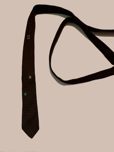 1960s vintage skinny tie - black and bronze rayon