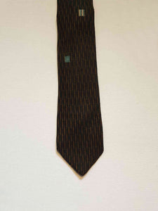 1960s vintage skinny tie - black and bronze rayon