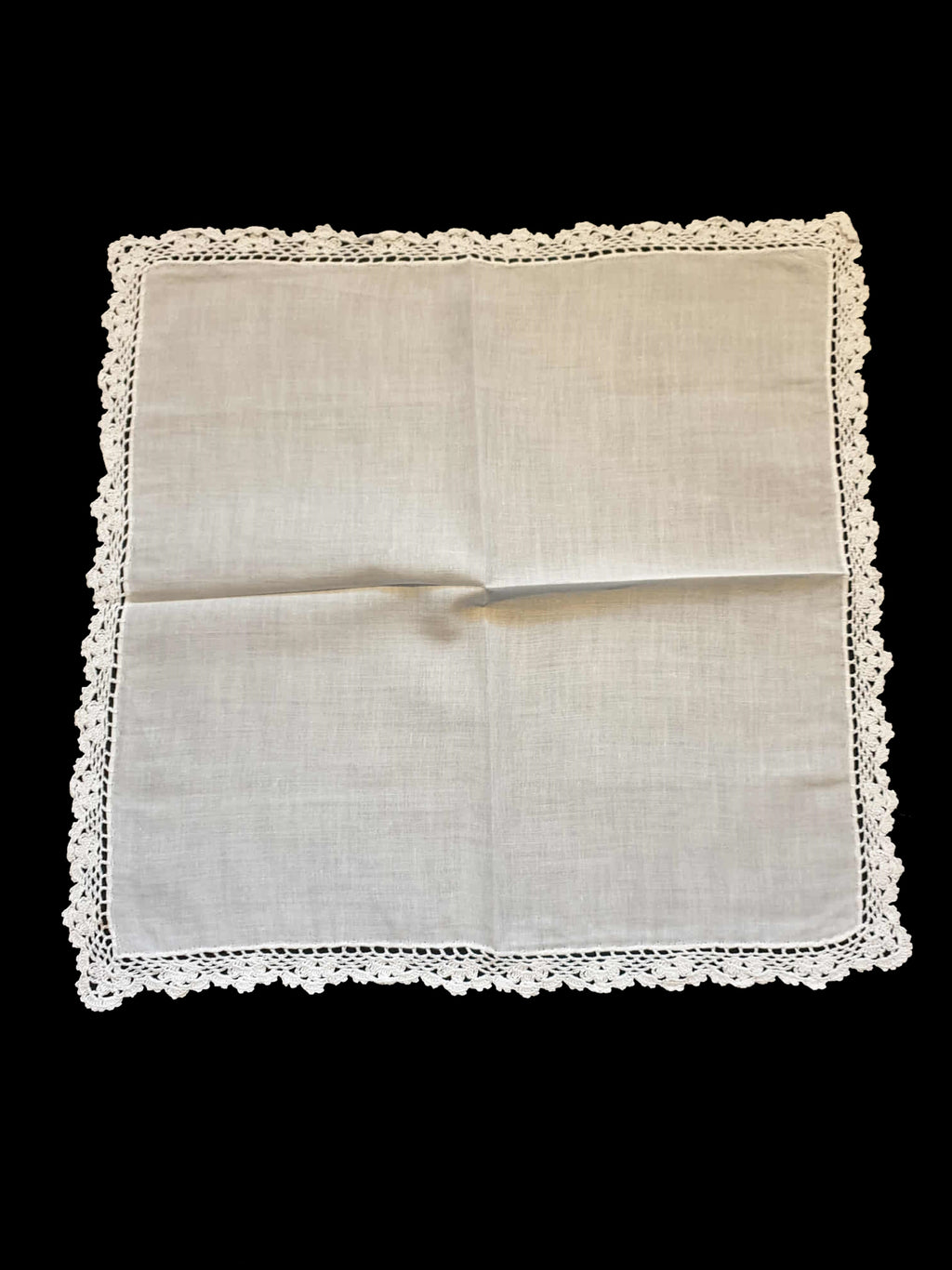 vintage handkerchief hanky white with crochet edging new old stock - seward