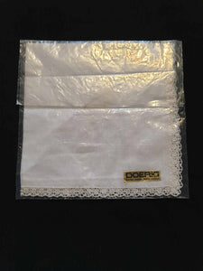 vintage cream lace edged handkerchief, hanky. Swiss made by Doerig