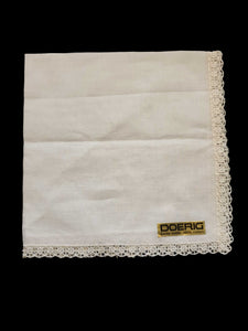 vintage cream lace edged handkerchief, hanky. Swiss made by Doerig