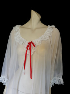 vintage sheer white babydoll negligee with long sleeves