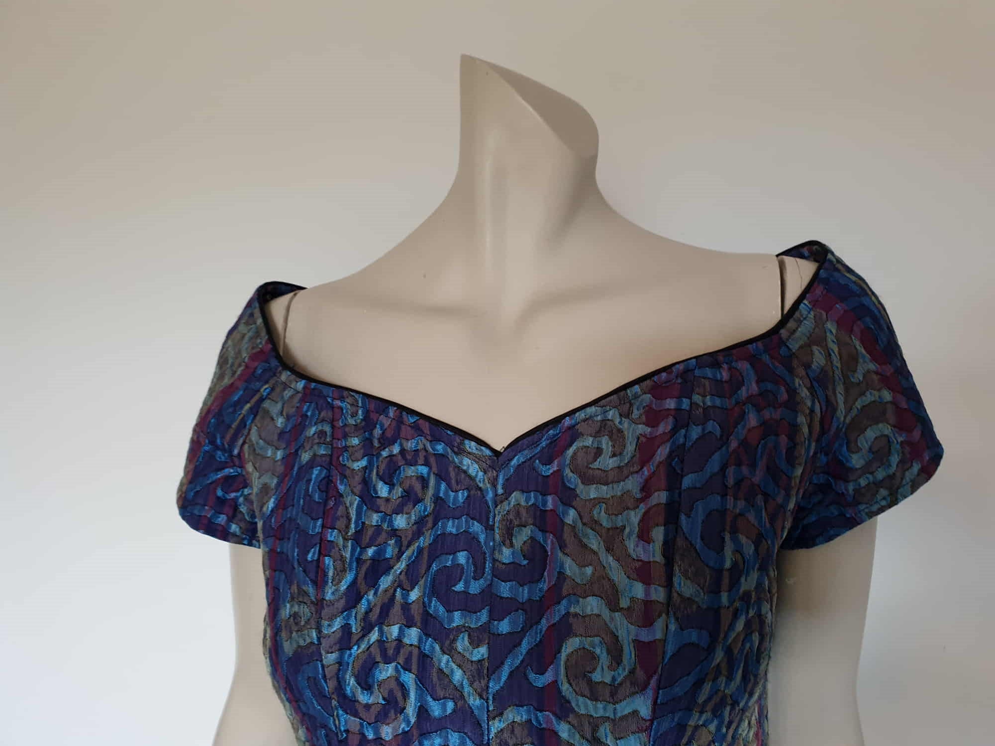 Vintage 1990s iridescent blue bustier corset style top by barbara Wilson - Medium