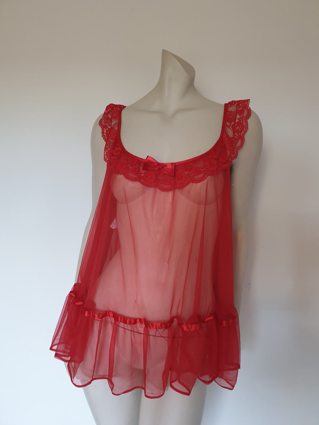 vintage sheer red lingerie - babydoll top, nightgown, sexy