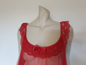 vintage sheer red lingerie - babydoll top, nightgown, sexy