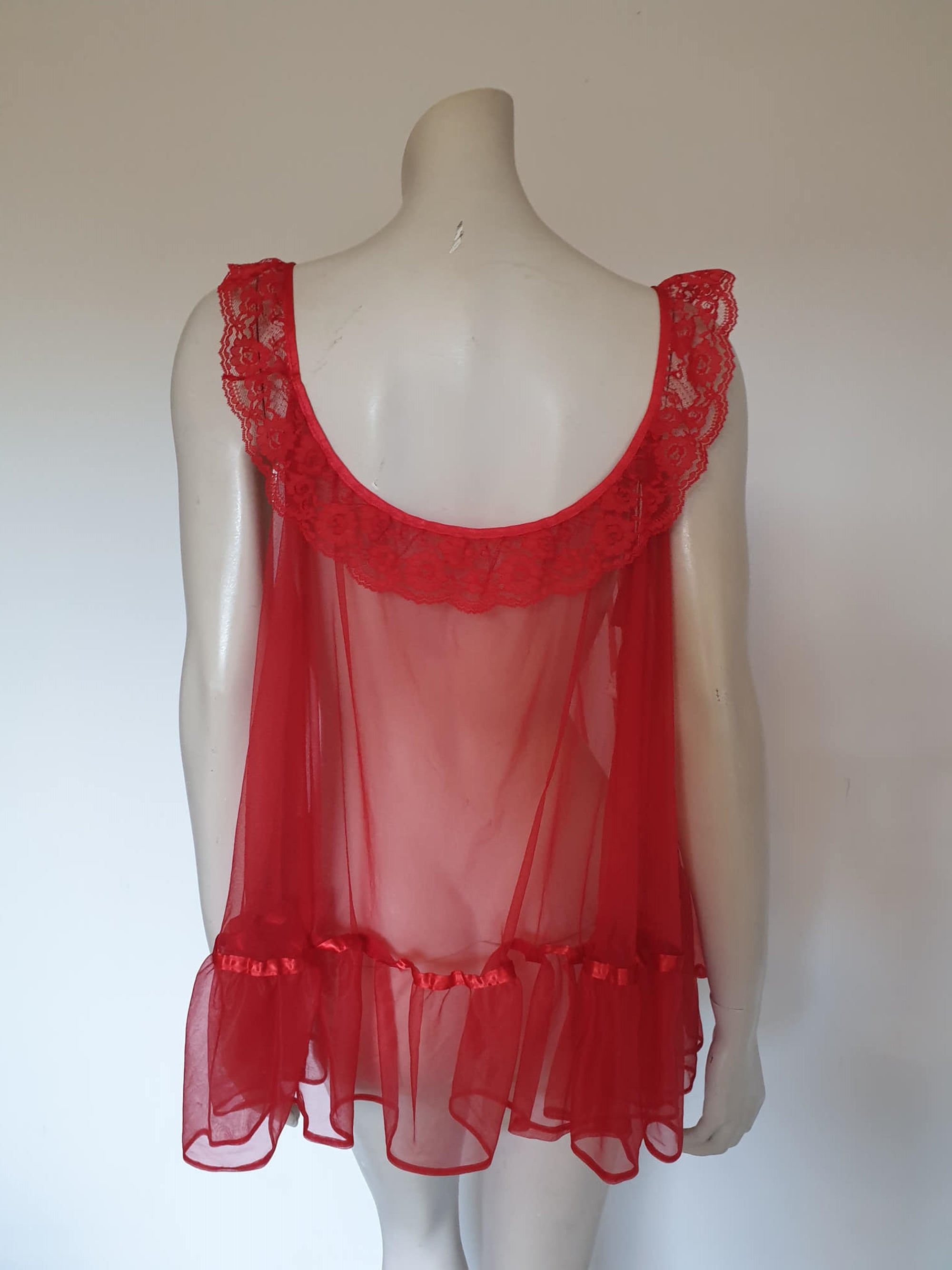 vintage sheer red lingerie - babydoll top, nightgown, sexy