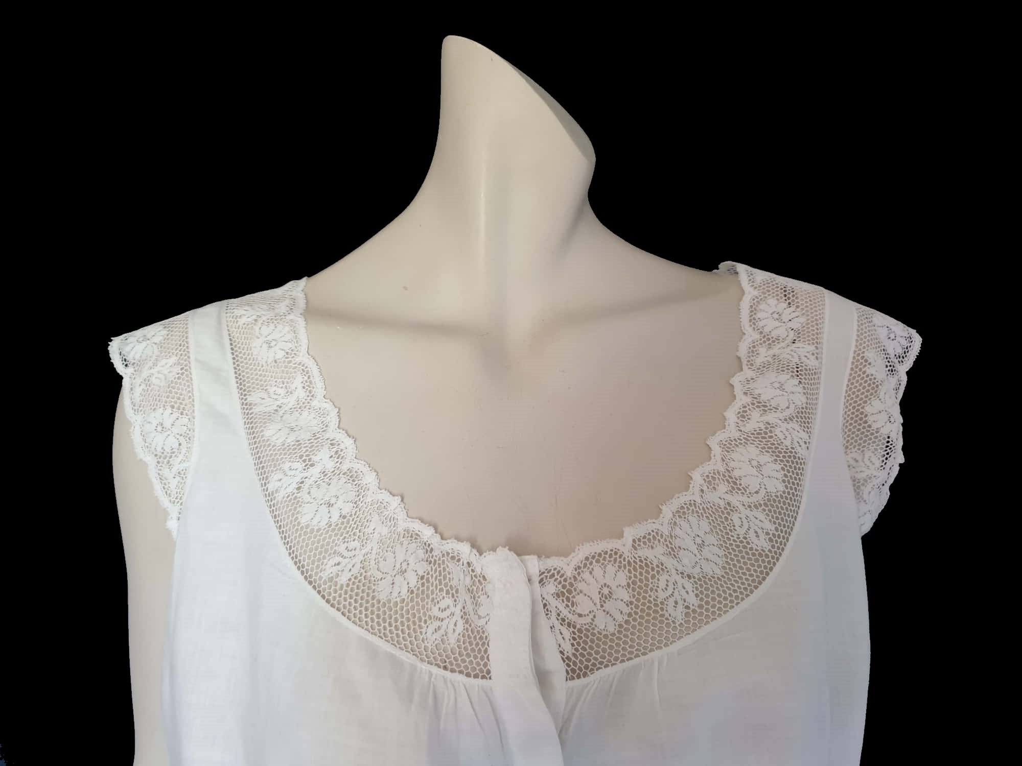 antique edwardian camisole top, corset cover. White cotton summer blouse - Medium