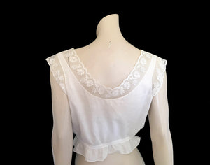 antique edwardian camisole top, corset cover. White cotton summer blouse - Medium