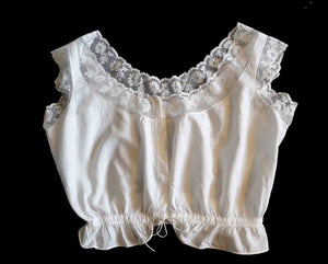 antique edwardian camisole top, corset cover. White cotton summer blouse - Medium