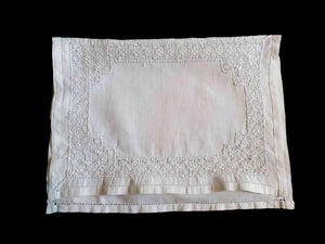 antique vintage handkerchief case or sachet with drawn thread embroidery