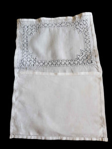 antique vintage handkerchief case or sachet with drawn thread embroidery