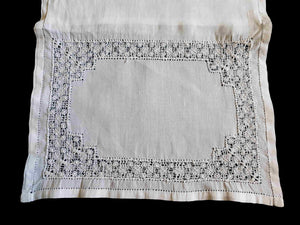 antique vintage handkerchief case or sachet with drawn thread embroidery