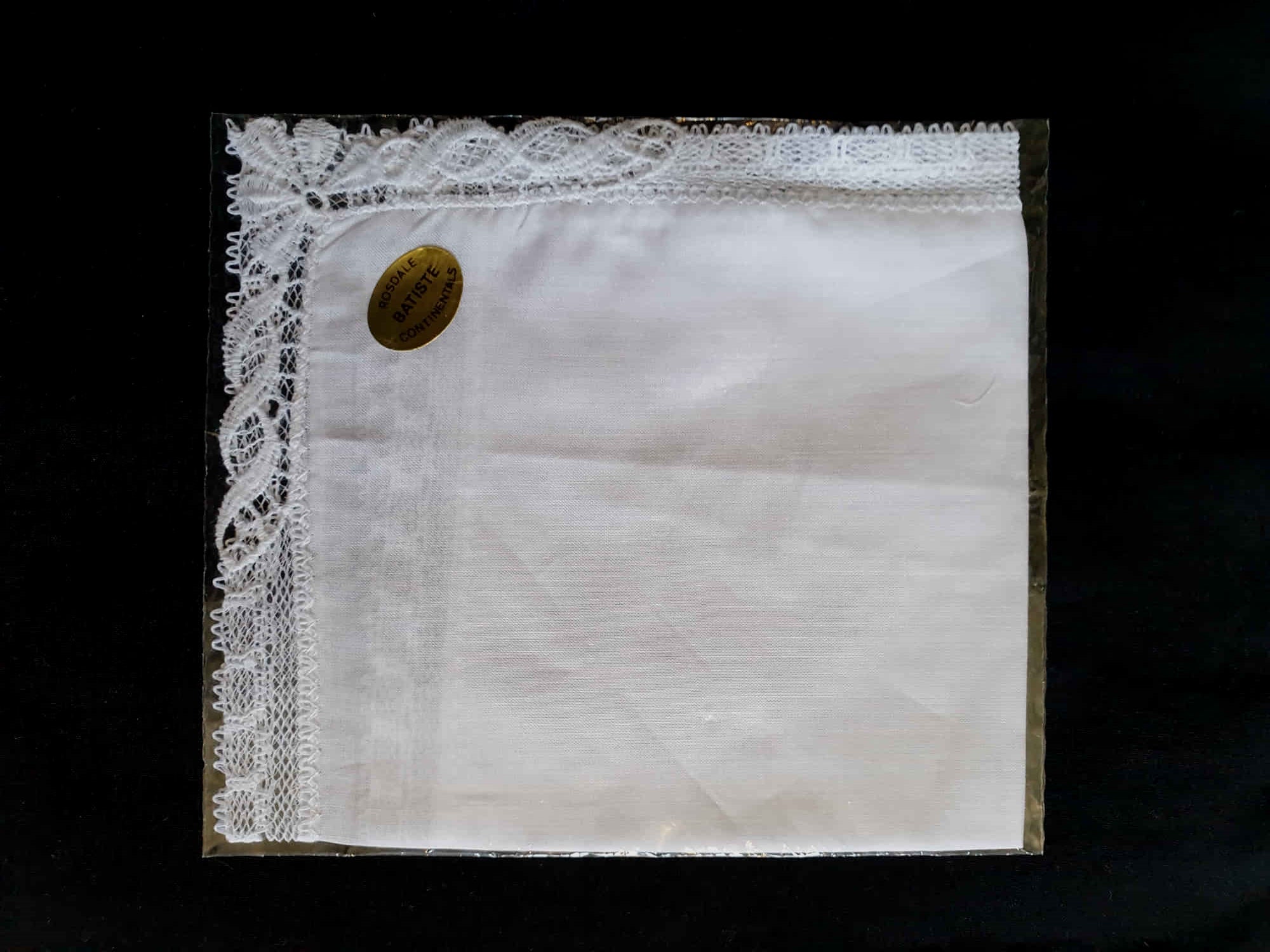 vintage white handkerchief hanky with lace edge by rosdale continentals