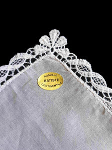 vintage white handkerchief hanky with lace edge by rosdale continentals