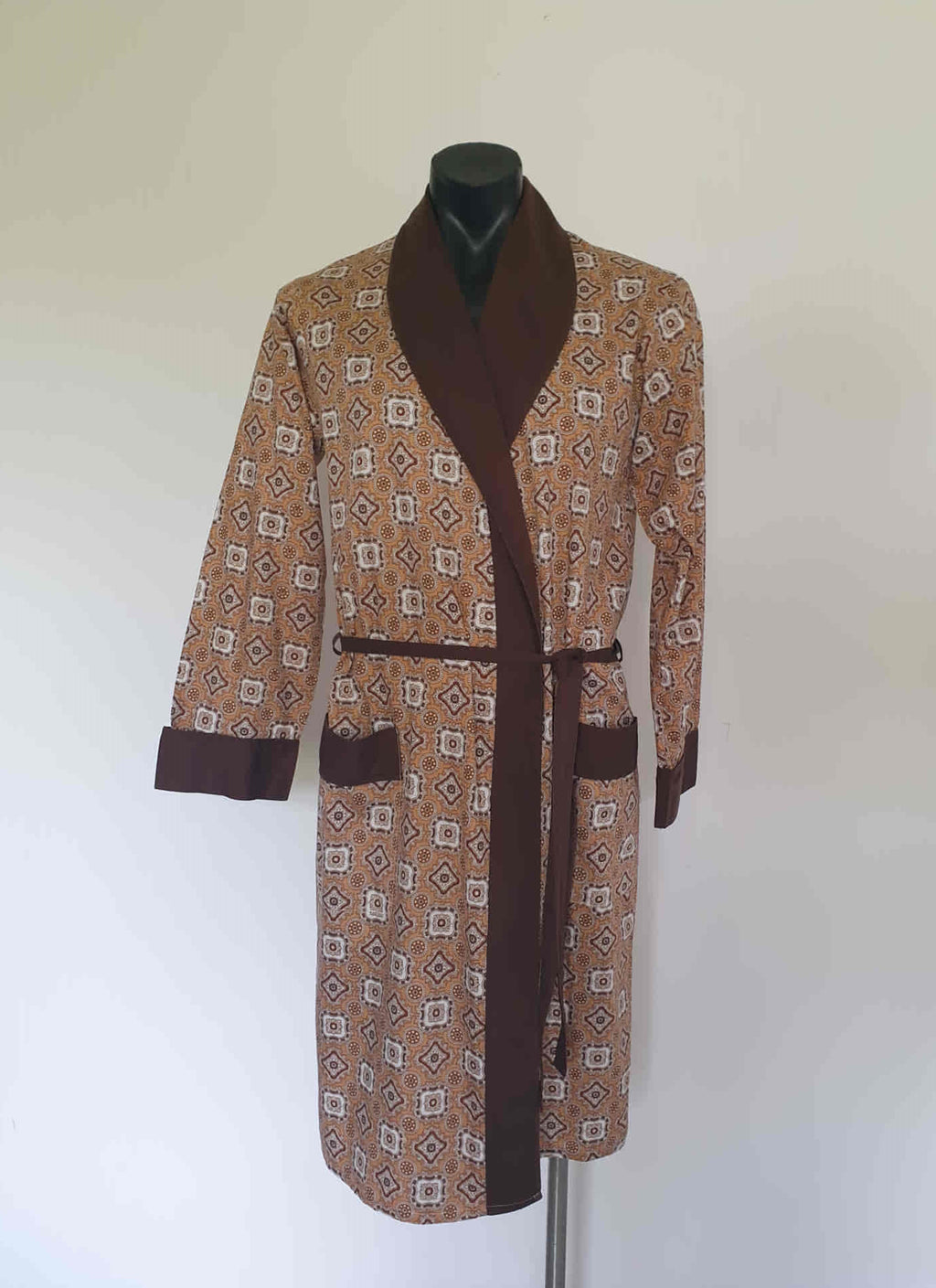 1980s brown cotton blend summer robe or dressing gown, Bedmates by Holeproof - Small