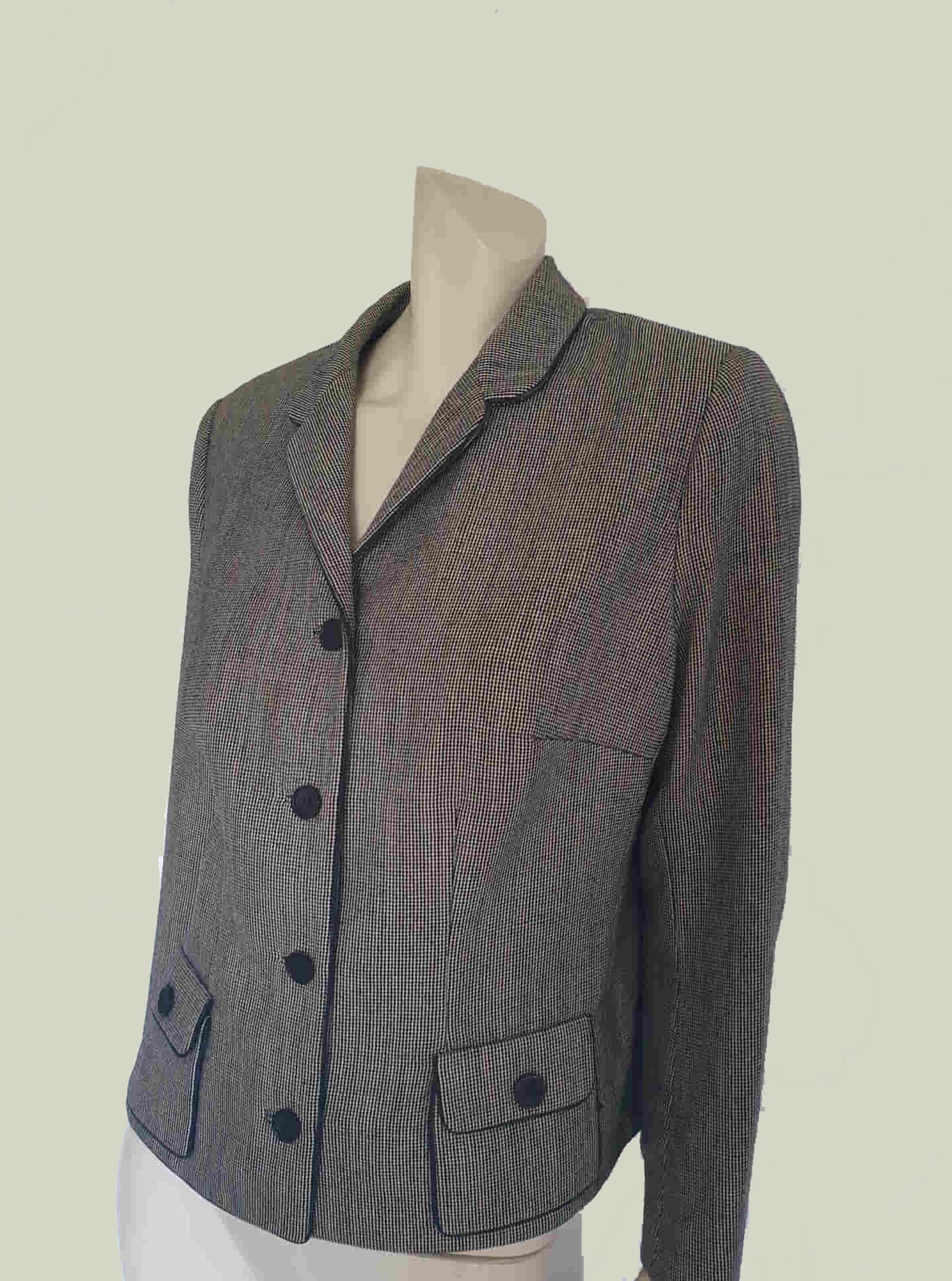 Grey houndstooth jacket with pockets by Elvie Hill - Large