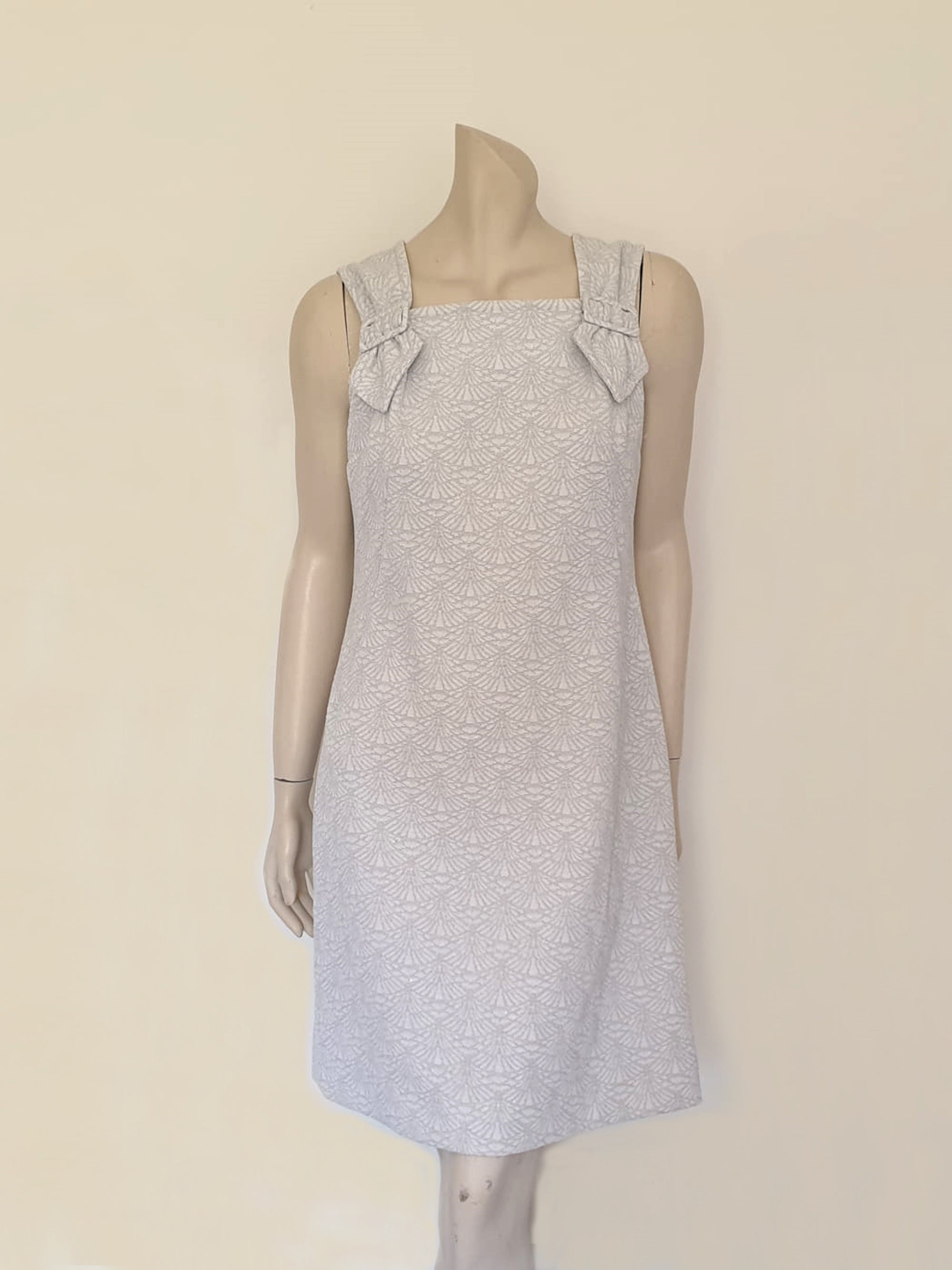 1960s grey and silver lurex dress, metallic thread, crimplene dress by char-lay of melbourne - Medium