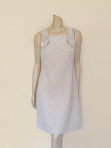 1960s grey and silver lurex dress, metallic thread, crimplene dress by char-lay of melbourne - Medium