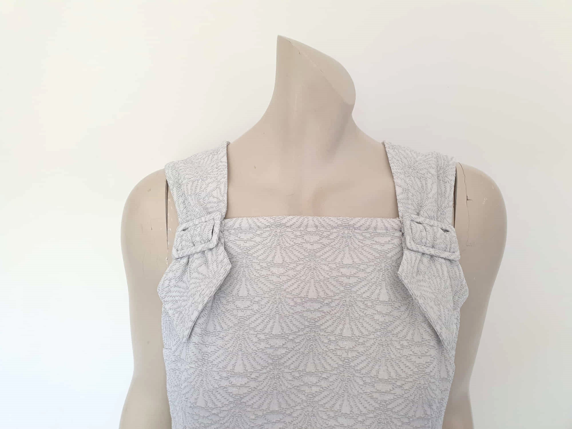 1960s grey and silver lurex dress, metallic thread, crimplene dress by char-lay of melbourne - Medium