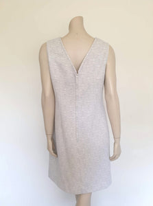 1960s grey and silver lurex dress, metallic thread, crimplene dress by char-lay of melbourne - Medium